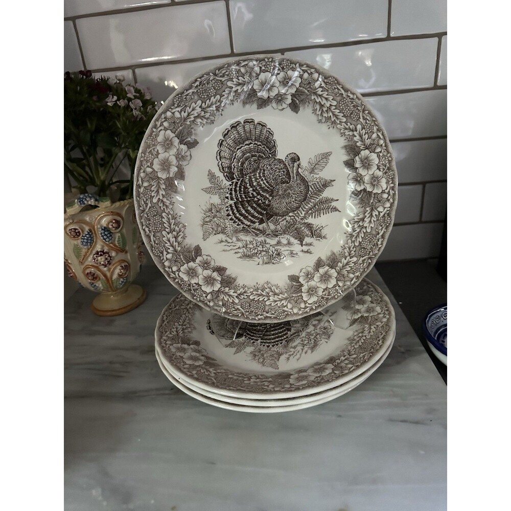 Queen’s Myott Thanksgiving Turkey Dinner Plates Myott factory Archive Set Of 4